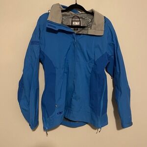 Outdoor Research Aspire Rain Jacket Large blue nylon gorpcore hiking outdoor